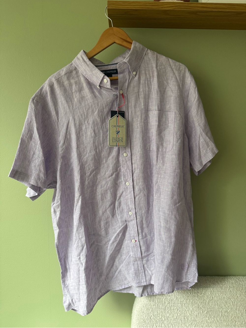 Daniel Cremieux Lavender Short-Sleeve Linen Button-Down Shirt